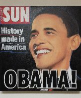 Obama! History Made in America Unique 2008 20x20 Original Painting by Steve Kaufman - 1 Obama! History Made in America Unique 2008 20x20 Original Painting by Steve Kaufman - 1