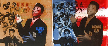 Muhammad Ali Olympic State Gold, And Red White And Blue, Set of 2 - AP 1996 Limited Edition Print - Steve Kaufman Muhammad Ali Olympic State Gold, And Red White And Blue, Set of 2 - AP 1996 Limited Edition Print - Steve Kaufman