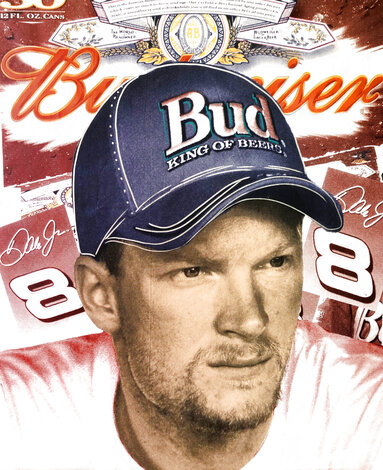 Dale Earnhardt Jr 2007 - Embellished Screenprint on Canvas - Huge Limited Edition Print - Steve Kaufman