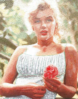 Marilyn Monroe With Flower Unique 1999 19x15 Original Painting - Steve Kaufman Marilyn Monroe With Flower Unique 1999 19x15 Original Painting - Steve Kaufman