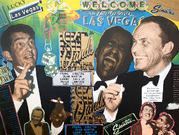 Rat Pack Caesars Palace Embellished Limited Edition Print - Steve Kaufman Rat Pack Caesars Palace Embellished Limited Edition Print - Steve Kaufman