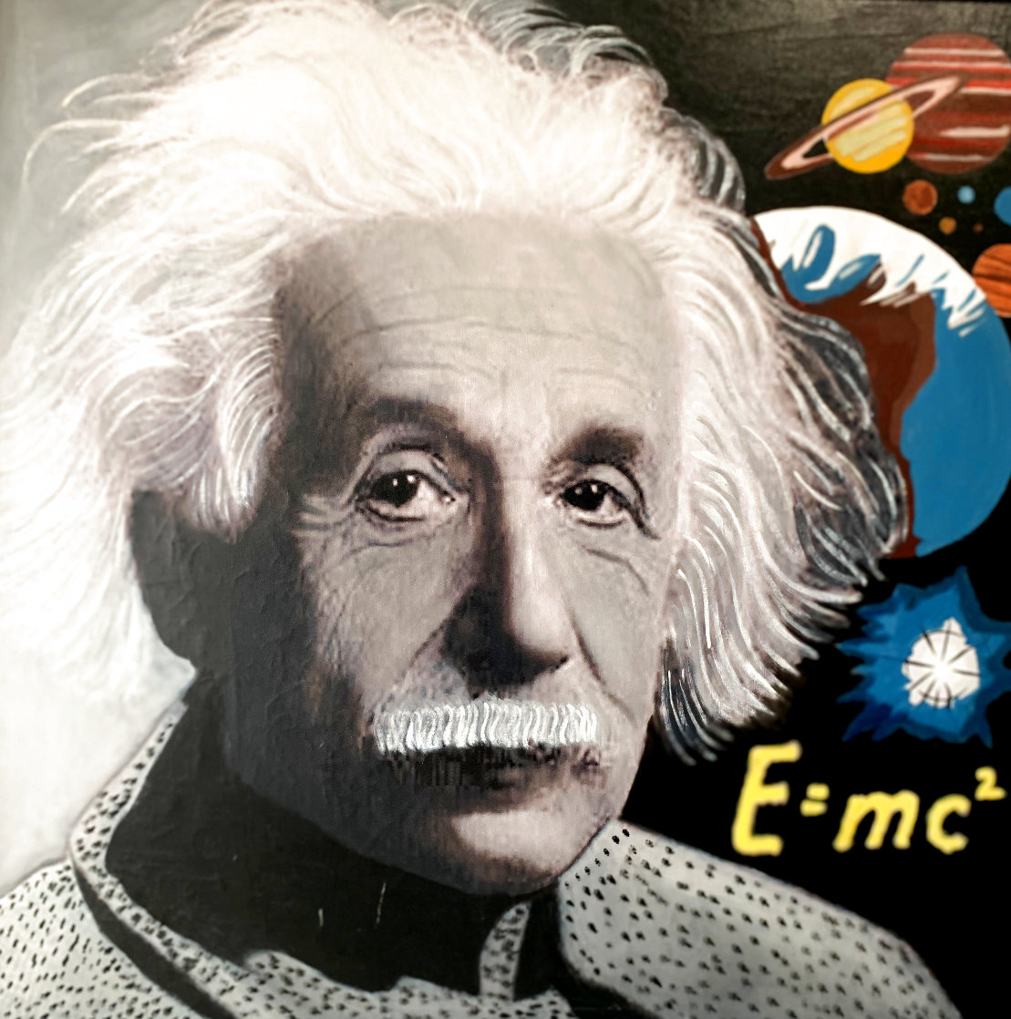 Albert Einstein E=MC2 Unique 48x48 - Huge Original Painting by Steve Kaufman
