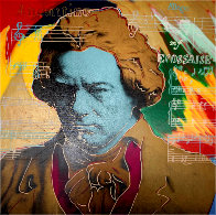 Beethoven (Gold) Unique 1996 36x36 Original Painting by Steve Kaufman - 0 Beethoven (Gold) Unique 1996 36x36 Original Painting by Steve Kaufman - 0