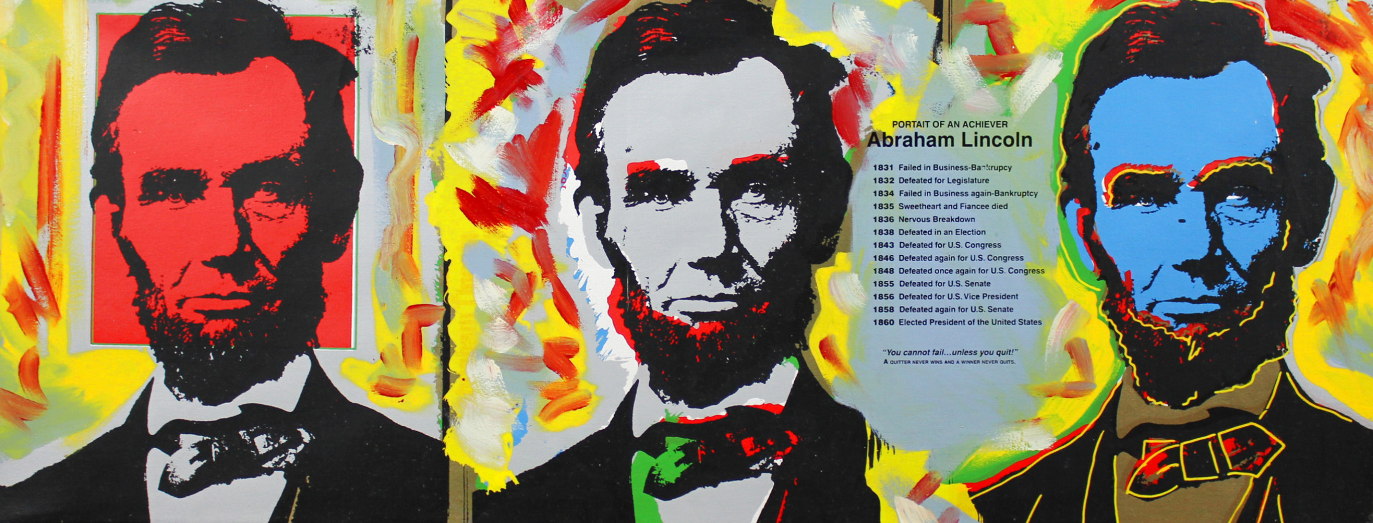 Abe Lincoln (3 Faces) Embellished Limited Edition Print by Steve Kaufman Abe Lincoln (3 Faces) Embellished Limited Edition Print by Steve Kaufman