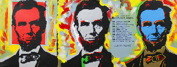 Abe Lincoln (3 Faces) Embellished Limited Edition Print - Steve Kaufman Abe Lincoln (3 Faces) Embellished Limited Edition Print - Steve Kaufman