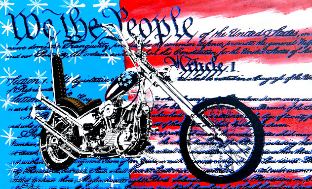 Freedom to Ride 1998 Unique 28x45 - Huge Original Painting by Steve Kaufman