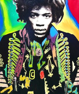 Jimi Hendrix Unique 1995 48x40 Huge Original Painting - Steve Kaufman Jimi Hendrix Unique 1995 48x40 Huge Original Painting - Steve Kaufman