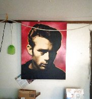 James Dean Red State Embellished Original Painting by Steve Kaufman - 5
