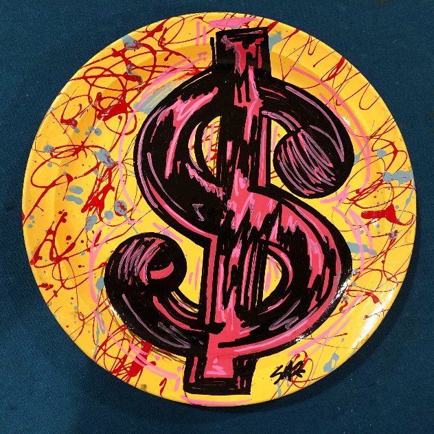 Dollar Sign Unique Plate 11 in Original Painting by Steve Kaufman