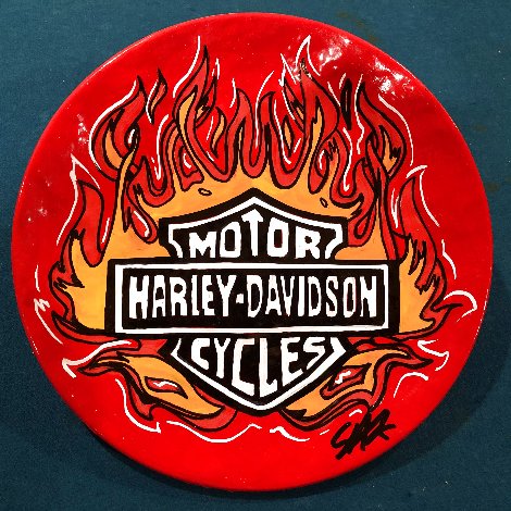 Harley Davidson Plate Unique 9 in Original Painting - Steve Kaufman