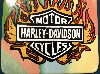 Harley Davidson Plate Unique 9 in Original Painting by Steve Kaufman - 2