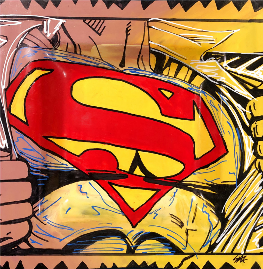 Superman Unique 10x10 Original Painting by Steve Kaufman