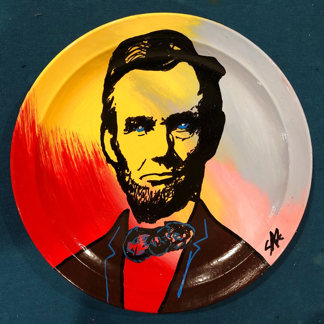 Abraham Lincoln Plate Unique 10 in Original Painting by Steve Kaufman