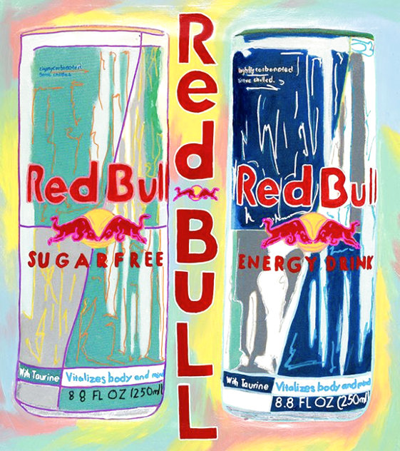 Red Bull Sugar Free and Energy Drink 2006 36x32 Original Painting by Steve Kaufman
