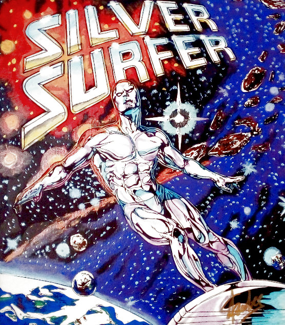 Silver Surfer 1999 Embellished - HS by Stan Lee Limited Edition Print by Steve Kaufman