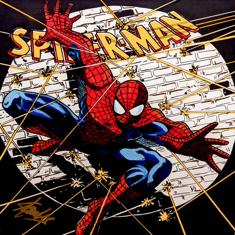 Spider-Man Under Fire 1995 Silkscreen on Canvas - HS by Stan Lee Limited Edition Print - Steve Kaufman