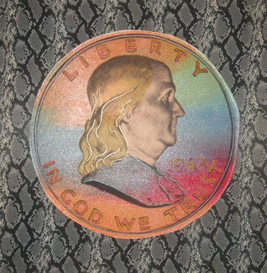 Ben Franklin Liberty Coin 2003 Limited Edition Print by Steve Kaufman Ben Franklin Liberty Coin 2003 Limited Edition Print by Steve Kaufman