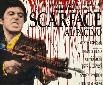Blood Scarface (Al Pacino) Unique 36x45 2000 Original Painting - Steve Kaufman Blood Scarface (Al Pacino) Unique 36x45 2000 Original Painting - Steve Kaufman