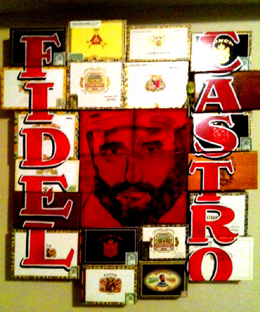 Fidel Castro, Cuba Unique 50x50 Huge Original Painting by Steve Kaufman