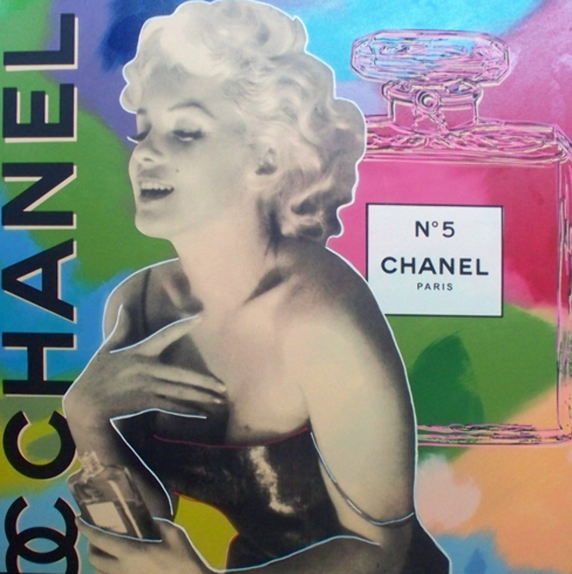 Marilyn Chanel No 5 Unique 2000 47x47 Super Huge Original Painting by Steve Kaufman Marilyn Chanel No 5 Unique 2000 47x47 Super Huge Original Painting by Steve Kaufman