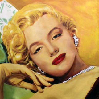 Marilyn - Golden Unique 48x46 Original Painting - Steve Kaufman Marilyn - Golden Unique 48x46 Original Painting - Steve Kaufman