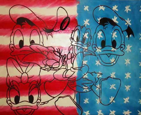 All American Donald and Daisy Duck - Unique - Disney Limited Edition Print - Steve Kaufman