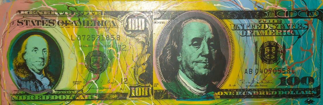 Old And New $100 Dollar - Unique TP 2006 Huge Limited Edition Print by Steve Kaufman