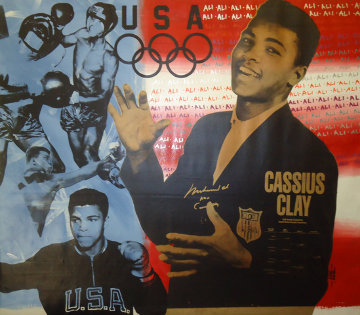 Muhammad Ali the Greatest Red White and Blue Edition TP Unique 40x40 Limited Edition Print - Steve Kaufman Muhammad Ali the Greatest Red White and Blue Edition TP Unique 40x40 Limited Edition Print - Steve Kaufman