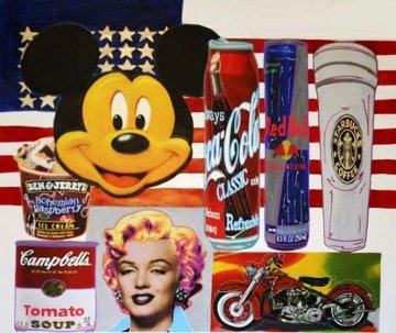 USA Icons (Large) 67x69 Unique Original Painting - Steve Kaufman USA Icons (Large) 67x69 Unique Original Painting - Steve Kaufman