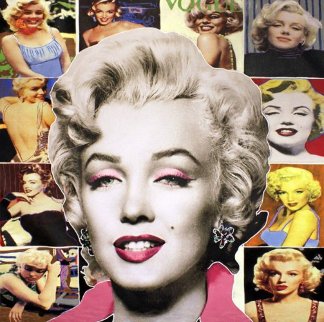 Pop Marilyn Collage - White Hair 48x48 Unique Original Painting - Steve Kaufman Pop Marilyn Collage - White Hair 48x48 Unique Original Painting - Steve Kaufman