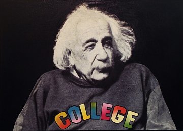Dr. Einstein Goes to College Unique 48x34 Original Painting - Steve Kaufman Dr. Einstein Goes to College Unique 48x34 Original Painting - Steve Kaufman