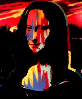 Mona Lisa Sunset 1995 Embellished - Set of 3 Original Painting - Steve Kaufman Mona Lisa Sunset 1995 Embellished - Set of 3 Original Painting - Steve Kaufman