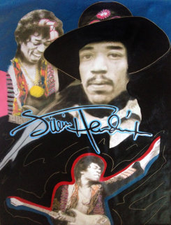 Jimi Hendrix 1995 Unique 64x44 Huge Original Painting - Steve Kaufman