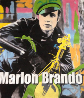 Marlon Brando 1995 Unique 60x52 Original Painting - Steve Kaufman Marlon Brando 1995 Unique 60x52 Original Painting - Steve Kaufman