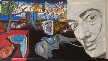 Salvador Dali Las Vegas Icons 2000 Unique 25x45 Original Painting - Steve Kaufman Salvador Dali Las Vegas Icons 2000 Unique 25x45 Original Painting - Steve Kaufman