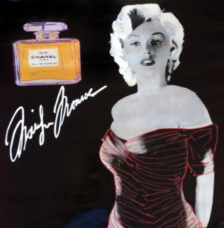 Marilyn Chanel #5 Black Signature Model Unique 2000 46x46 Original Painting - Steve Kaufman Marilyn Chanel #5 Black Signature Model Unique 2000 46x46 Original Painting - Steve Kaufman
