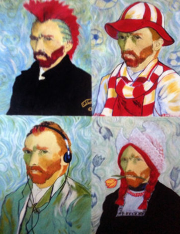 4 Sides of Van Gogh Unique 46x35 Original Painting - Steve Kaufman