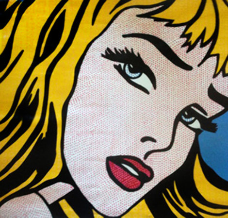 Homage to Lichtenstein Blonde Girl 48x48 Unique Original Painting - Steve Kaufman