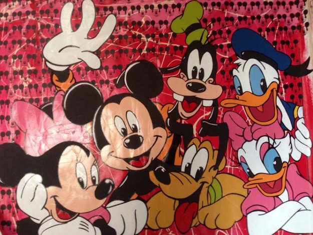 Disney Gang Red Jackson Pollock Unique 2000 37x47 Original Painting by Steve Kaufman Disney Gang Red Jackson Pollock Unique 2000 37x47 Original Painting by Steve Kaufman