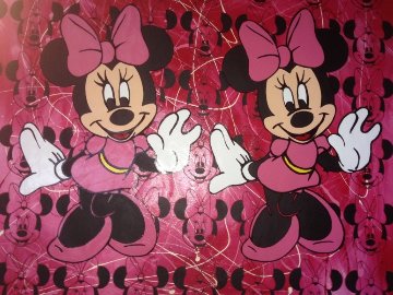 Disney Double Minnie Mouse Red Jackson Pollock Unique 2000 37x40 Original Painting - Steve Kaufman