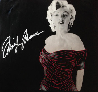 Marilyn Chanel #5 Black No Bottle 1996 46x46 Unique Original Painting - Steve Kaufman Marilyn Chanel #5 Black No Bottle 1996 46x46 Unique Original Painting - Steve Kaufman