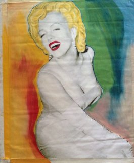 Marilyn Dior No Bottle Unique 1996 48x17 Original Painting - Steve Kaufman Marilyn Dior No Bottle Unique 1996 48x17 Original Painting - Steve Kaufman