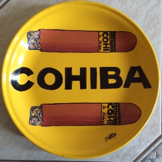 Cohiba Cigars Ceramic Plate Unique Original Painting - Steve Kaufman