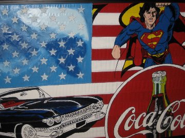 American Flag Icon #3 2005 Rare Unique 37x57 Original Painting - Steve Kaufman American Flag Icon #3 2005 Rare Unique 37x57 Original Painting - Steve Kaufman