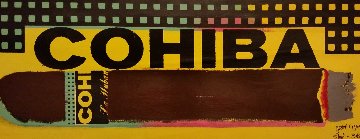Cohiba, Great Cigar Shop Embellished Unique 10x25 Original Painting - Steve Kaufman Cohiba, Great Cigar Shop Embellished Unique 10x25 Original Painting - Steve Kaufman