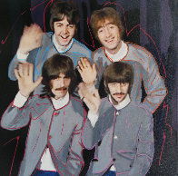 Beatles in Grey Jackets Unique 2002 19x19 Original Painting by Steve Kaufman - 0