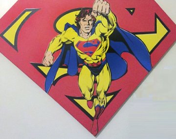 Superman Sheild Yellow on Red AP 1995 Limited Edition Print - Steve Kaufman Superman Sheild Yellow on Red AP 1995 Limited Edition Print - Steve Kaufman