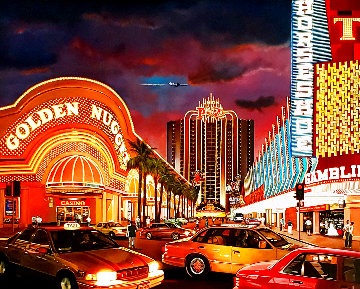 Untitled Las Vegas Cityscape 1995 50x62 Super Huge Original Painting - Ken Keeley Untitled Las Vegas Cityscape 1995 50x62 Super Huge Original Painting - Ken Keeley