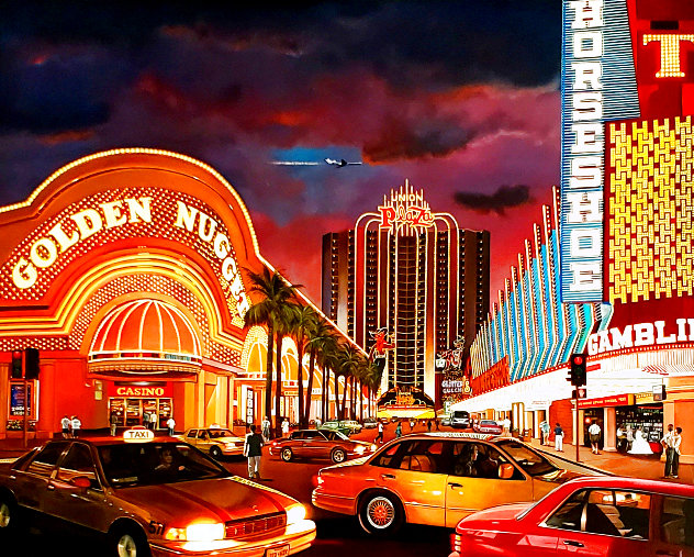 Untitled Las Vegas Cityscape 1995 50x62 Original Painting by Ken Keeley