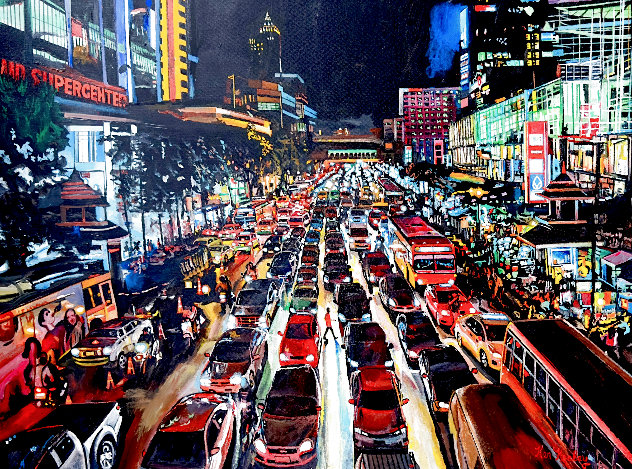 Mass Congestion 30x40 - Huge - Manhattan, New York - NYC 2017-2020 Original Painting by Ken Keeley